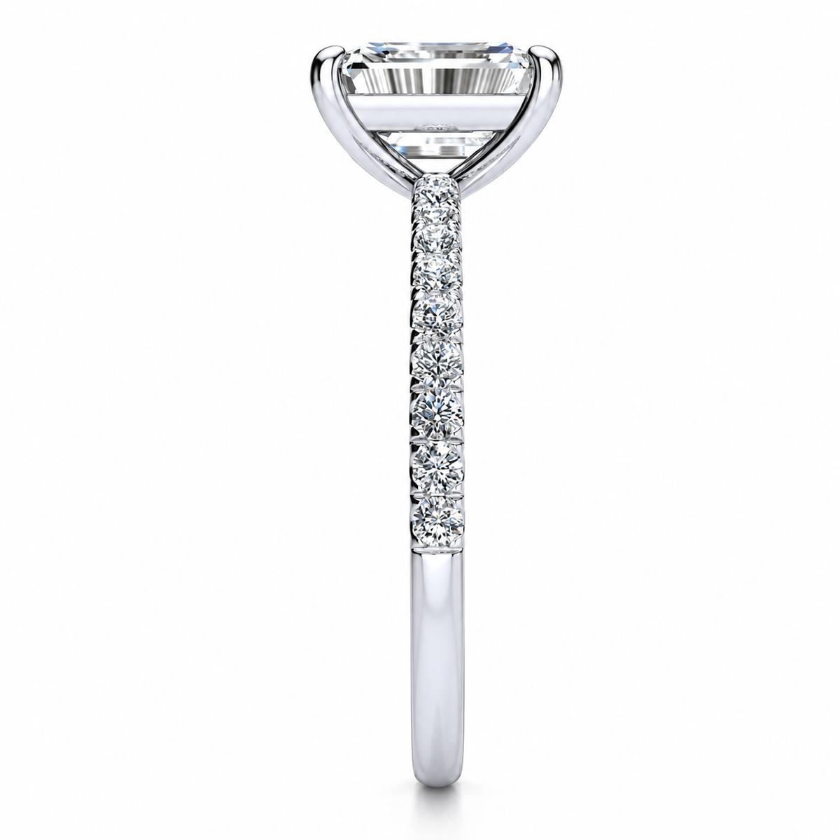 Yana engagement ring — white gold — end view