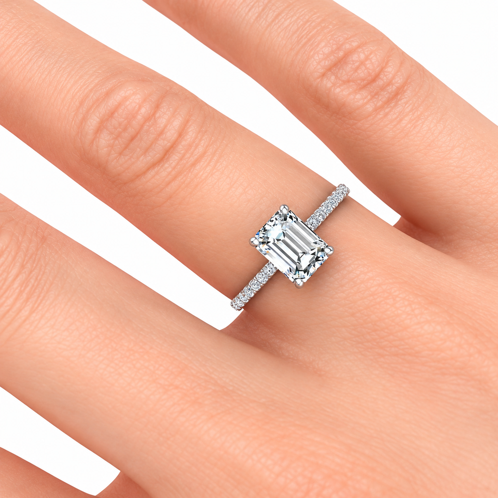 Yana engagement ring — white gold — on hand