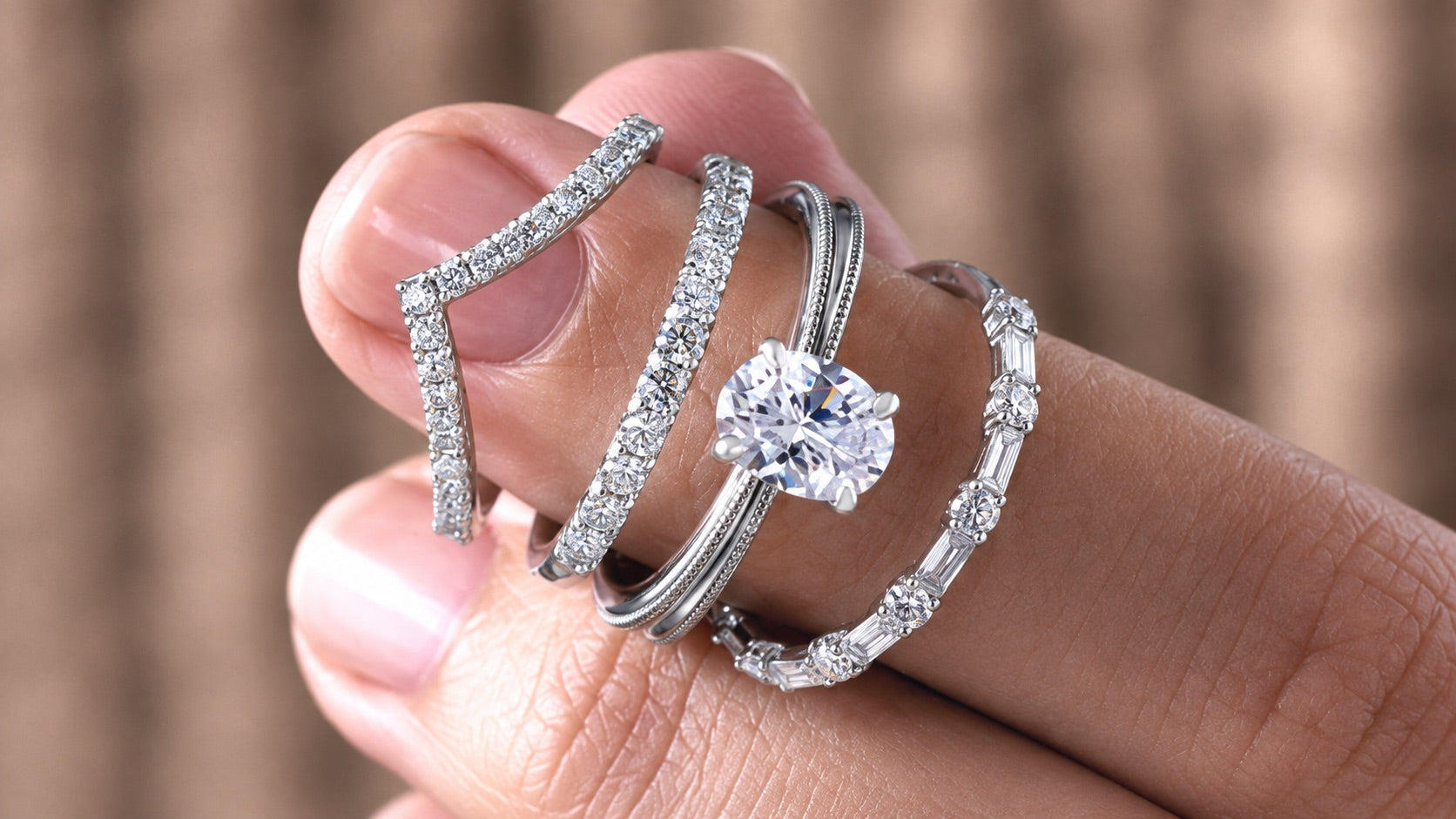 Diamond engagement ring on a hand