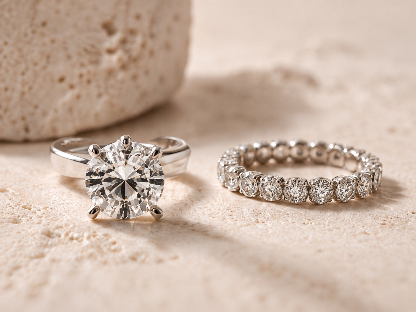 Solitaire and eternity diamond rings